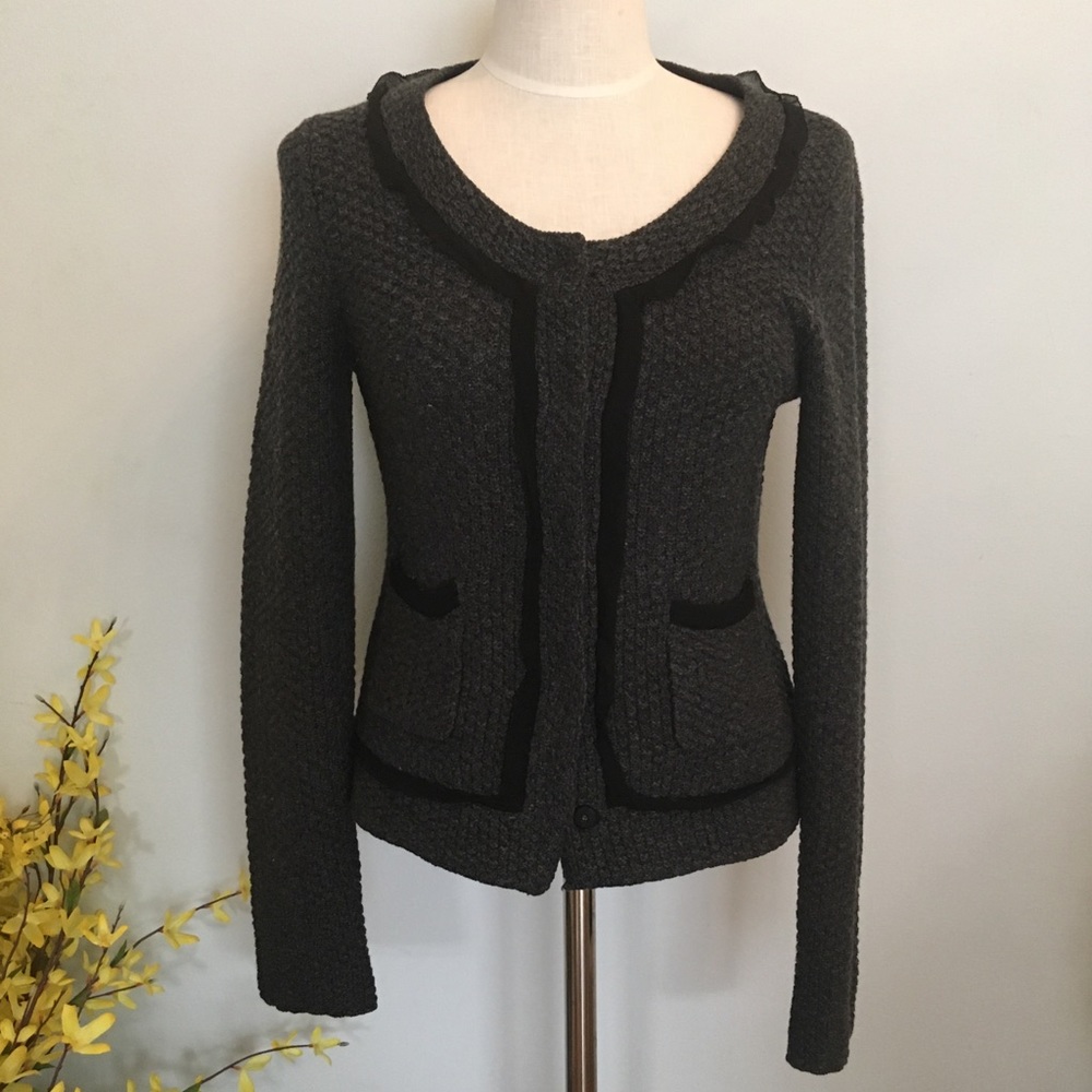 Banana Republic Gray black wool Cardigan Medium